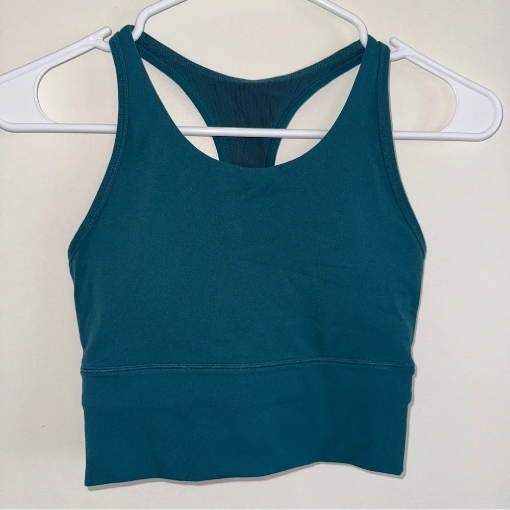 Stori Teal Longline Racerback Sports Bra Tank Top 2 - XS